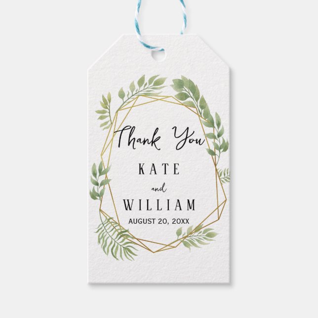 Crystal leaf foliage thank you gift tag (Front)