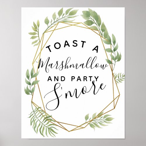 Crystal leaf green smore wedding or party poster