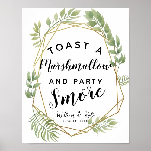 Crystal leaf green smore wedding or party poster