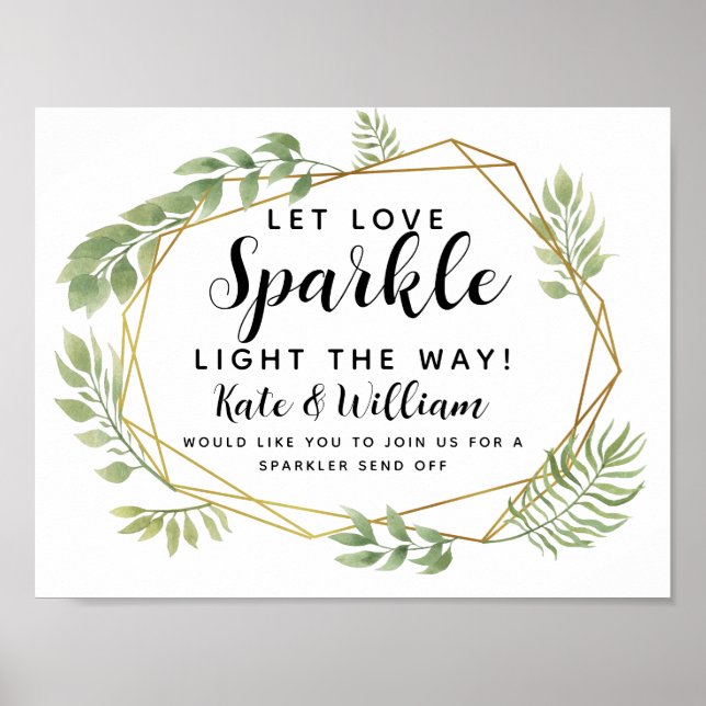 Crystal  leaf wedding sparkler send off wedding poster (Front)
