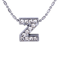 Crystal Letter "Z" Silver Pendant Necklace