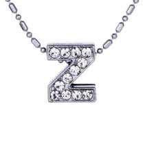 Crystal Letter "Z" Silver Pendant Necklace
