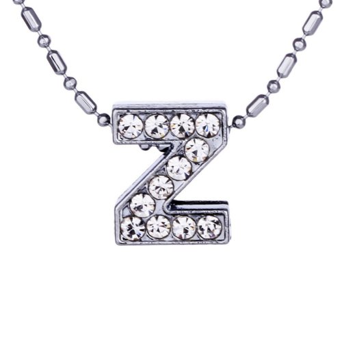 Crystal Letter Z Silver Pendant Necklace