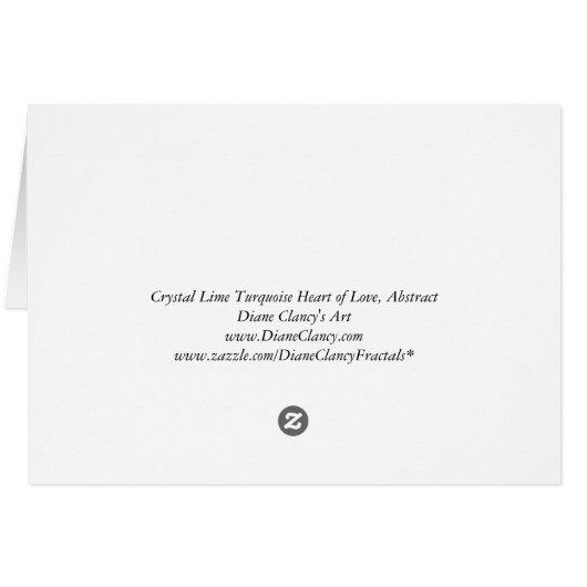 Crystal Lime Turquoise Heart of Love, Abstract (Back Horizontal)