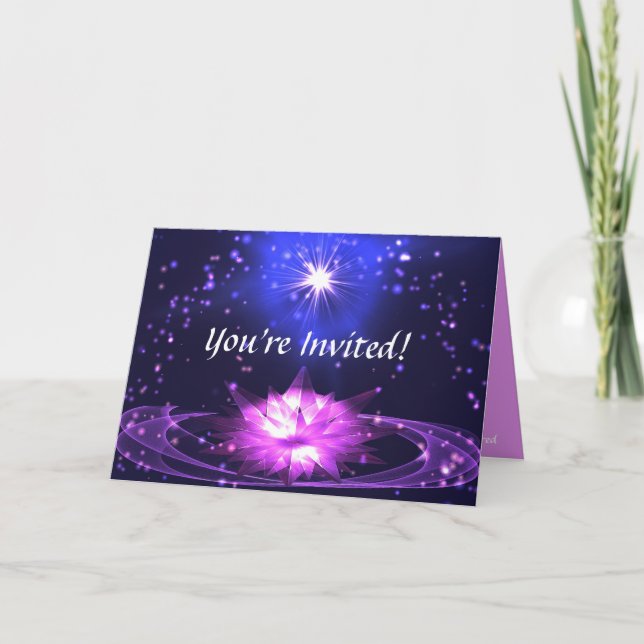 Crystal Lotus Flower Stars Customize Invitation (Front)