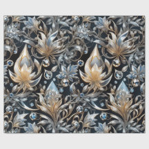Crystal Luxury Flowers Filigree Wrapping Paper