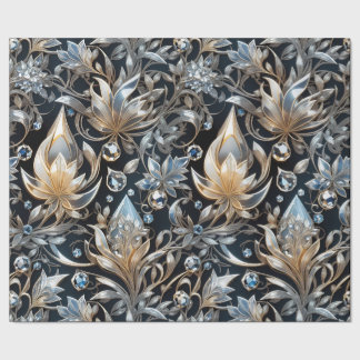 Crystal Luxury Flowers Filigree Wrapping Paper