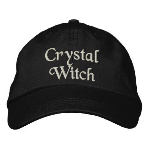 Crystal Magic Witch Quote Beige Black  Embroidered Baseball Cap