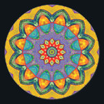 "Crystal Mandala Quilt" Classic Round Sticker<br><div class="desc">"Crystal Mandala Quilt" © M. Light</div>