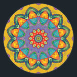 "Crystal Mandala Quilt" Classic Round Sticker<br><div class="desc">"Crystal Mandala Quilt" © M. Light</div>