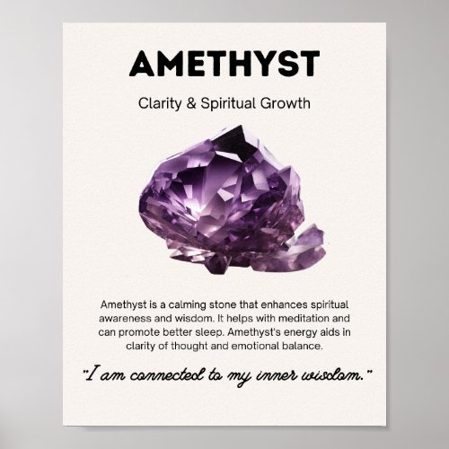 Crystal Meaning Amethyst for Meditation and Yoga Poster