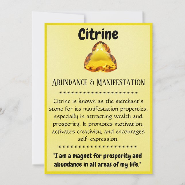 Crystal Meaning Card - Citrine (Front)