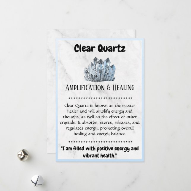 Crystal Meaning Card - Clear Quartz | Zazzle