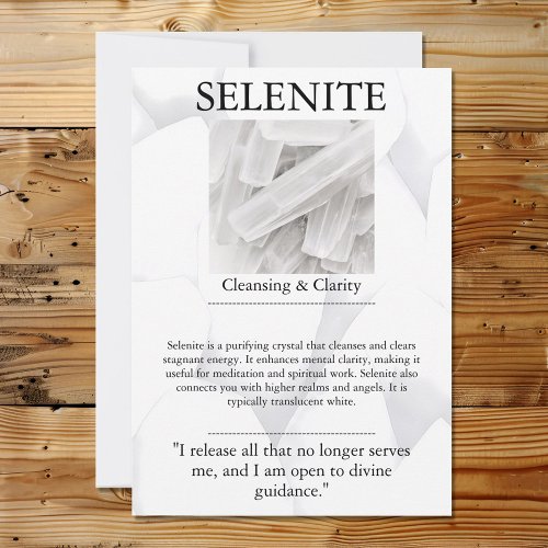 Crystal Meaning Card _ Selenite