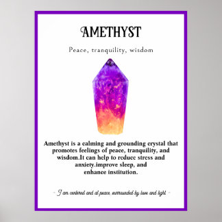 Crystal Meaning Healing,Gemstone, Spiritual Wall Poster