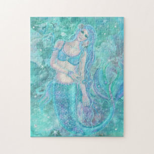 Crystal Mermaid dreams by Renee Lavoie Jigsaw Puzzle