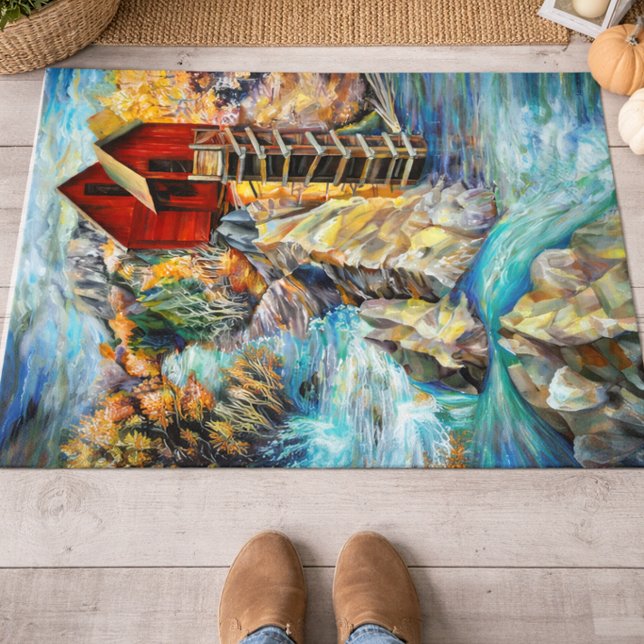Crystal Mill Colorado Waterfall Artistic Landscape Doormat (Creator Uploaded)