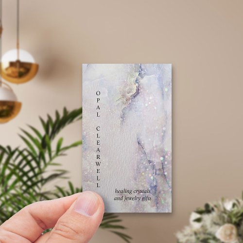 Crystal Mineral Quartz Sparkle Watercolor Vertical Business Card