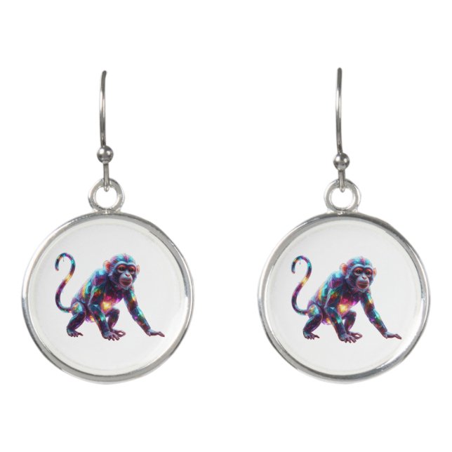 Crystal Monkey Art Earrings (Front)