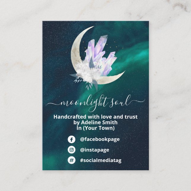 Crystal Moon Galaxy Spell Jar Kit Business Card (Front)