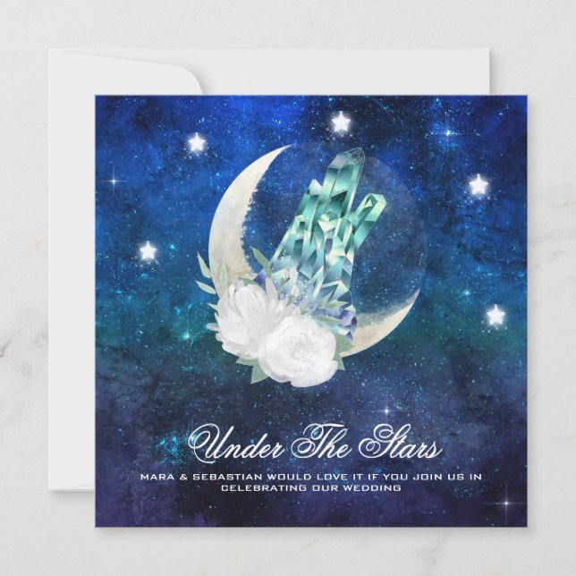 *~* CRYSTAL MOON GALAXY Website AR14 RSVP Wedding Invitation (Front)