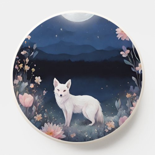 Crystal Moonlight Night with Floral and Fox PopSocket