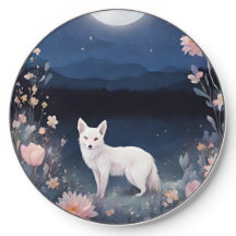 Crystal Moonlight Night with Floral and Fox