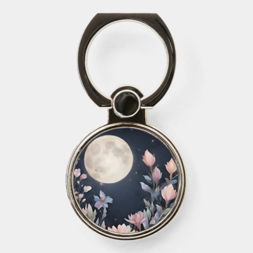 Crystal Moonlight Night with Floral Phone Ring Stand