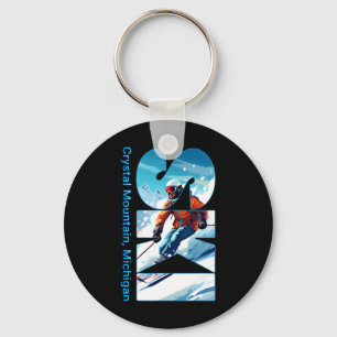 Crystal Mountain Michigan Skiing Vacation Ski Outd Keychain