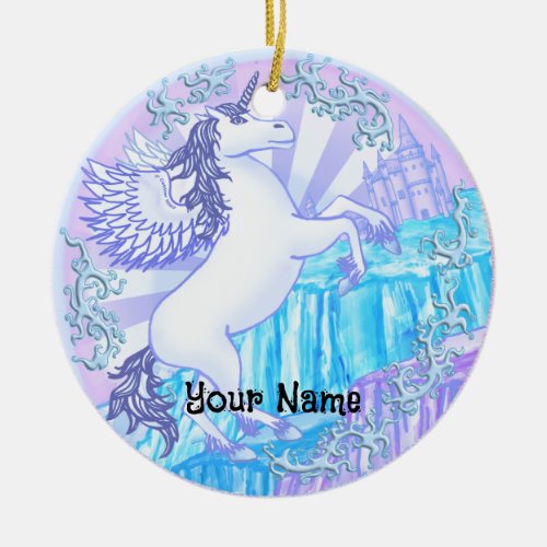 Crystal mountain Pegasus Ceramic Ornament