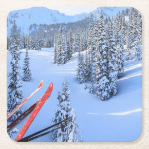 Crystal Mountain Ski Resort, near Mt. Rainier 2 Square Paper Coaster