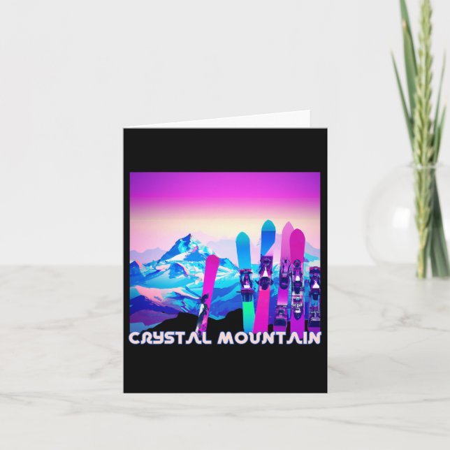 Crystal Mountain Ski Retro 80's Style Skiing And S Card (Front)