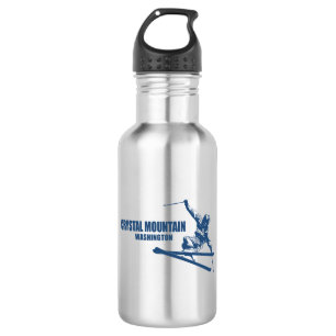 Crystal Mountain Washington Skier Stainless Steel Water Bottle