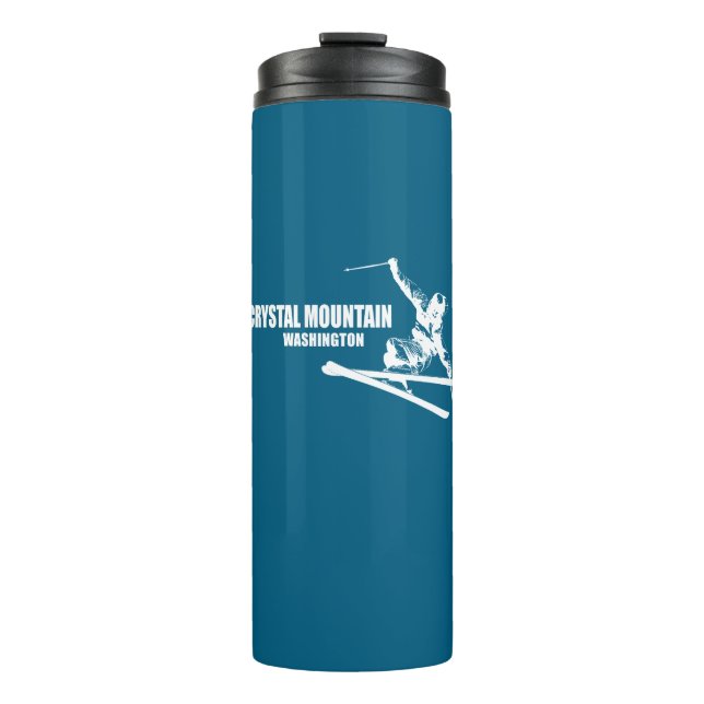 Crystal Mountain Washington Skier Thermal Tumbler (Front)