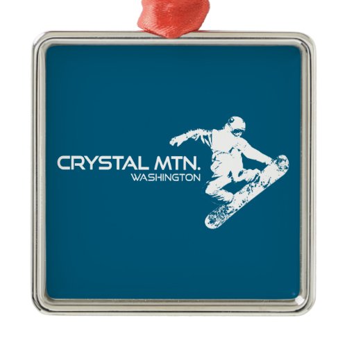 Crystal Mountain Washington Snowboarder Metal Ornament