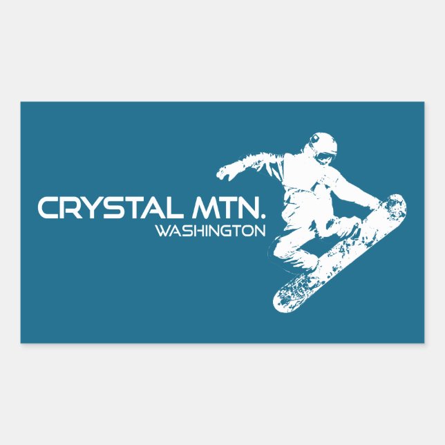 Crystal Mountain Washington Snowboarder Rectangular Sticker (Front)