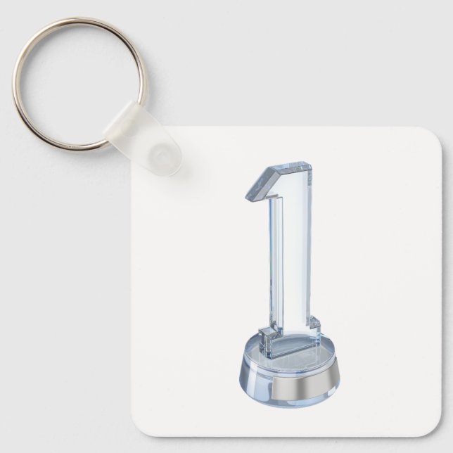 Crystal number one trophy  keychain (Front)