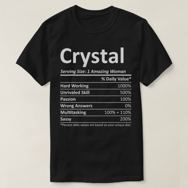 CRYSTAL Nutrition Personalized Name Funny Christma T-Shirt (Design Front)