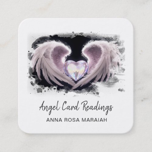  Crystal Opal Heart QR Angel Wings AP78 Square Business Card