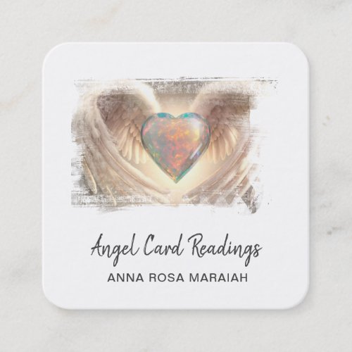  Crystal Opal Heart QR Angel Wings AP78 Warm Square Business Card