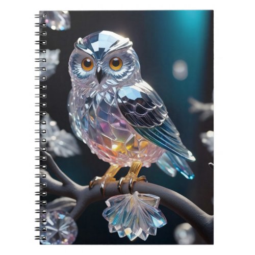 Crystal owl on a branch notebook