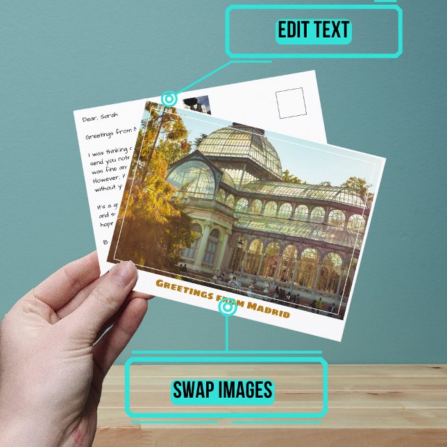 Crystal Palace Retiro in Madrid Spain Modern Postcard (Share your experiences with these stylish template postcards.)