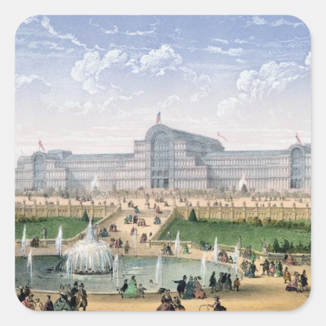 Crystal Palace, Sydenham, c.1862 (colour litho) Square Sticker (Front)
