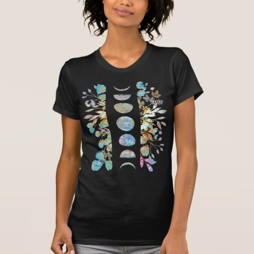 Crystal Pastel Botanical Moon Phases T_Shirt