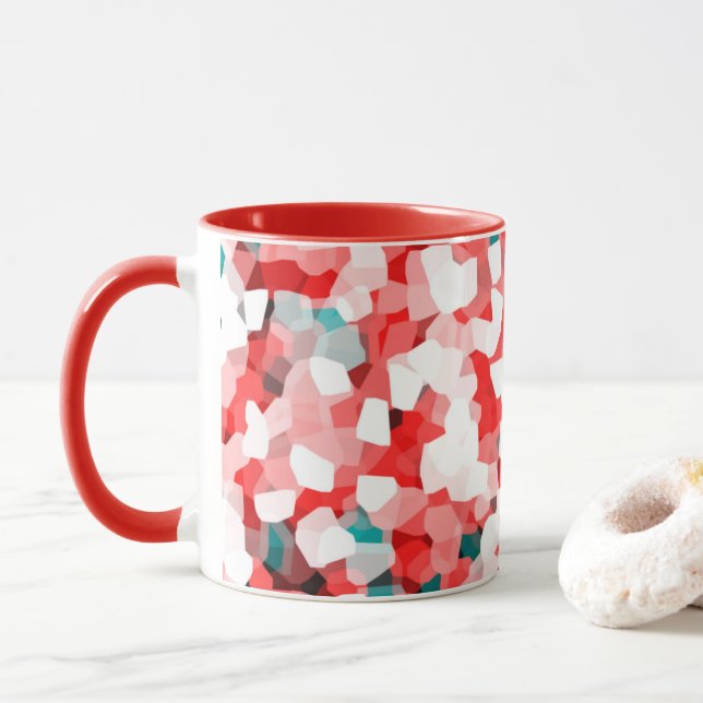 Crystal Pattern - White Red Green    Mug (With Donut)