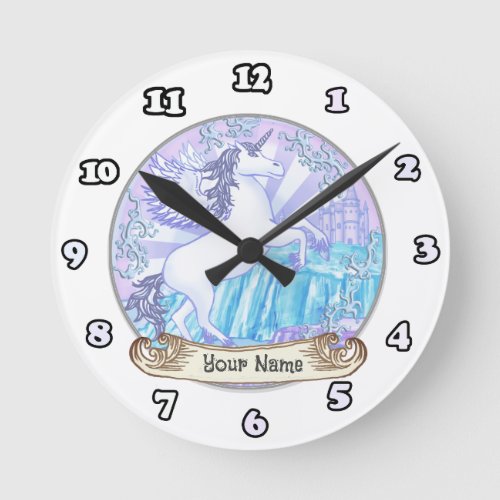Crystal Pegasus Unicorn custom name clock