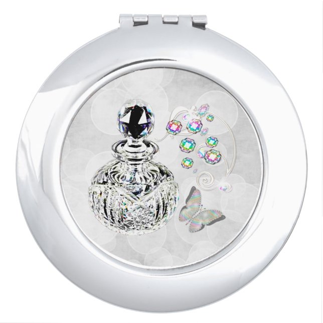 Crystal Perfume Butterfly Bling Bokeh Makeup Mirror (Front)
