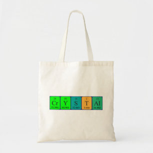 Crystal periodic table name tote bag