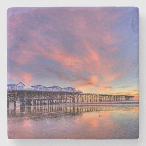 Crystal Pier Sunset Stone Coaster