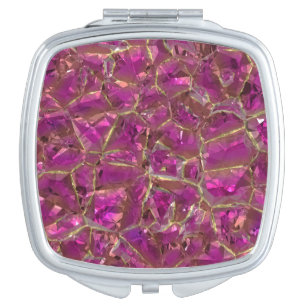 Crystal Pink and Gold Compact Mirror
